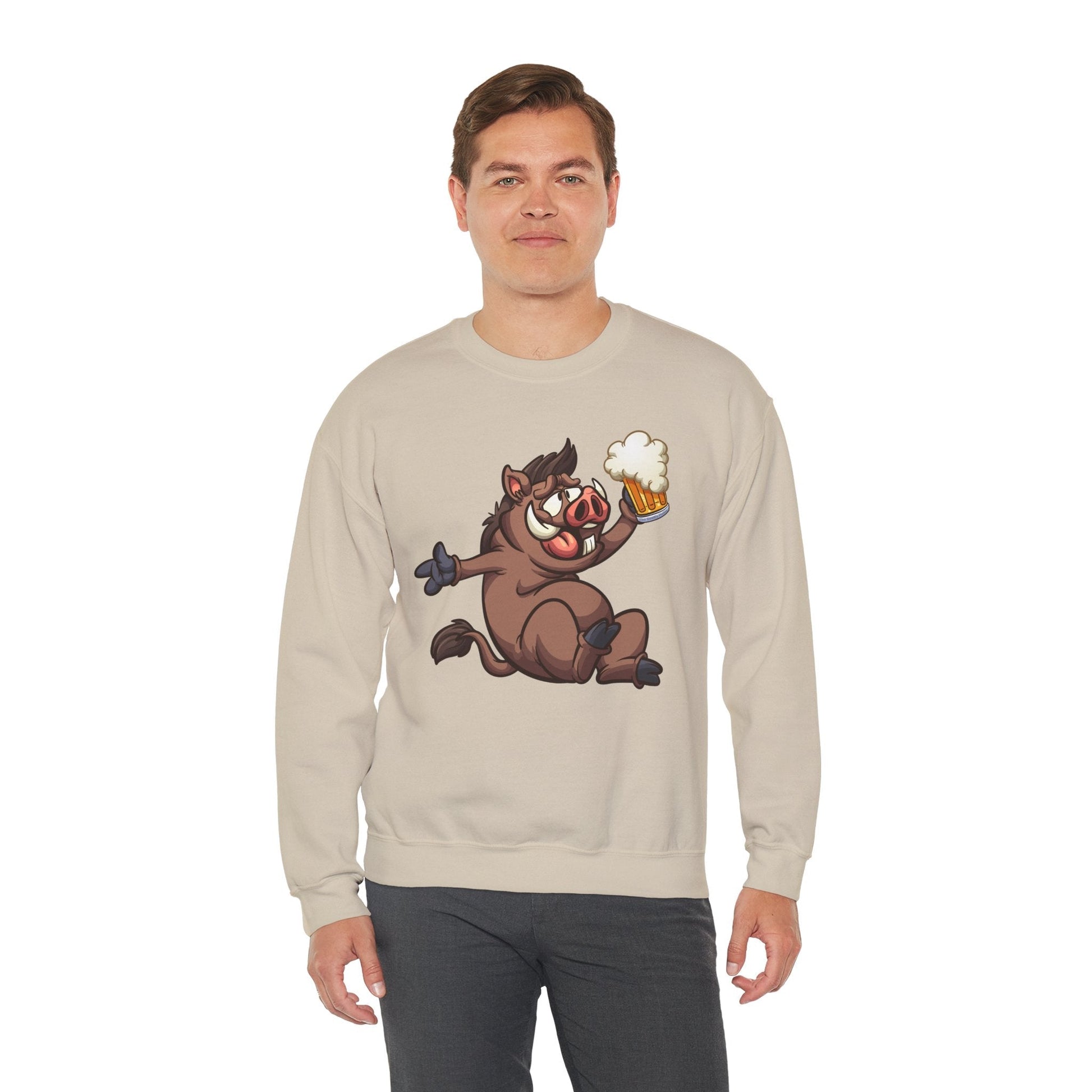 Beer Drinking Boar Crewneck Sweatshirt The Devil's Pickle
