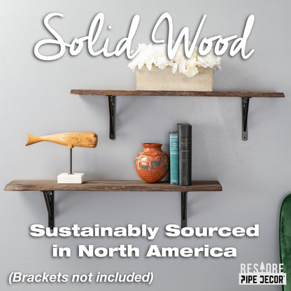 RESTORE Trail Brown 36 in. Live Edge Wood Shelf (Wood Only) PIPE DECOR