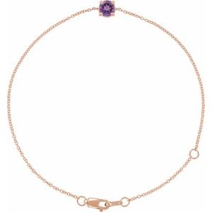 14K Rose Natural Amethyst  6 1/2-7-1/2" Bracelet Ethereal Legacy Boutiques