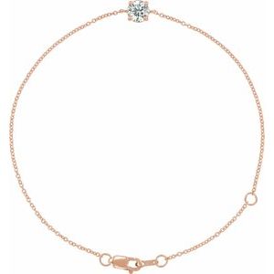 14K Rose Natural White Sapphire  6 1/2-7-1/2" Bracelet Ethereal Legacy Boutiques