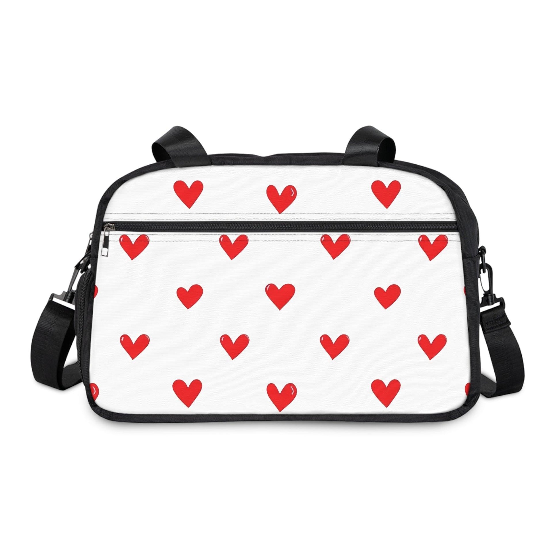 Fall in Love with Fitness Womens White Heart Print Fitness Handbag Country in My Heart