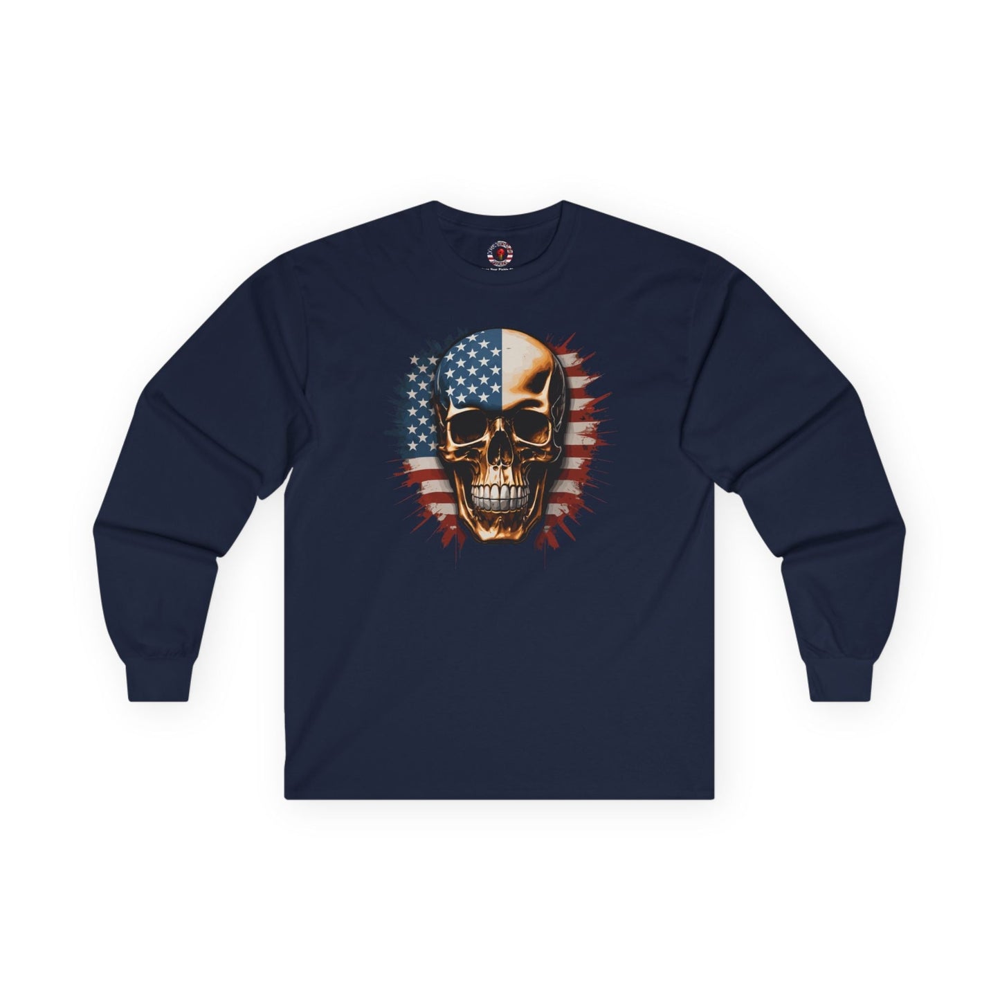 American Flag Skull Long Sleeve Tee The Devil's Pickle