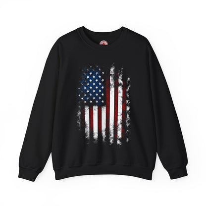 Distressed American Flag Crewneck Sweatshirt The Devil's Pickle