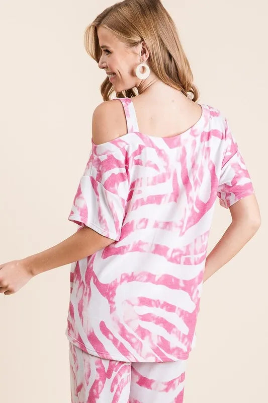 BiBi Zebra Print French Terry Top and Pants Set New Era Fashion LLc
