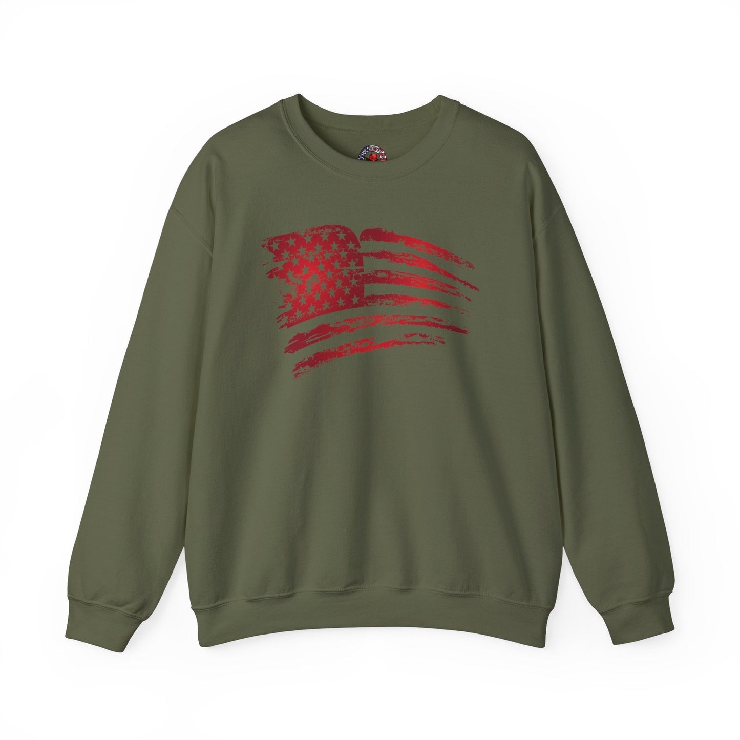 Red American Flag Crewneck Sweatshirt The Devil's Pickle