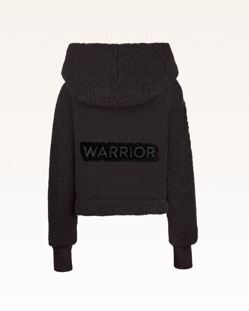 The Warrior Effect™ by Jill Martin Bedazzled Logo Cropped Sherpa Lounger Jacket Jill Martin