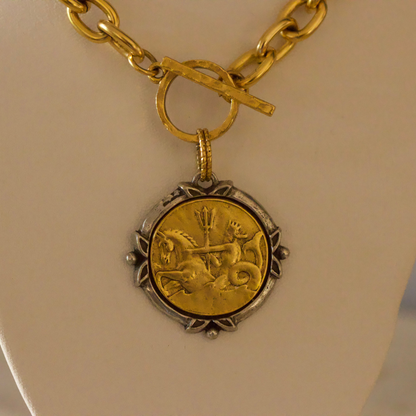 Neptune Coin Necklace - 24k Gold Plated Pewter Deep South Originals