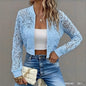 Women's Elegant Lace Short Zip-Up Long Sleeve Jacket Spring Fall Top FitiqueFit