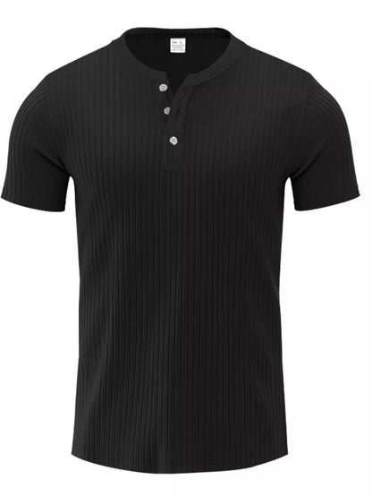Men's Full Size Ribbed Button-Down Casual T-Shirt Plus Size New Era Fashion LLc