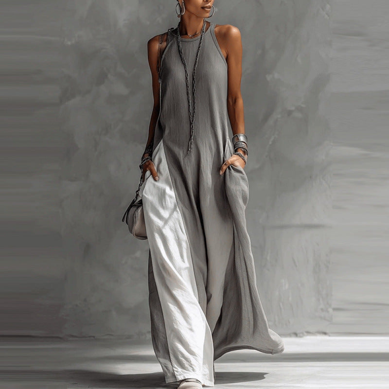 Women's Sleeveless Off-Shoulder Loose Maxi Dress with Pockets FitiqueFit