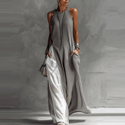 Women's Sleeveless Off-Shoulder Loose Maxi Dress with Pockets FitiqueFit