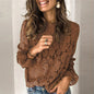 Women's Long-Sleeve Hollow Lace Splicing Top FitiqueFit