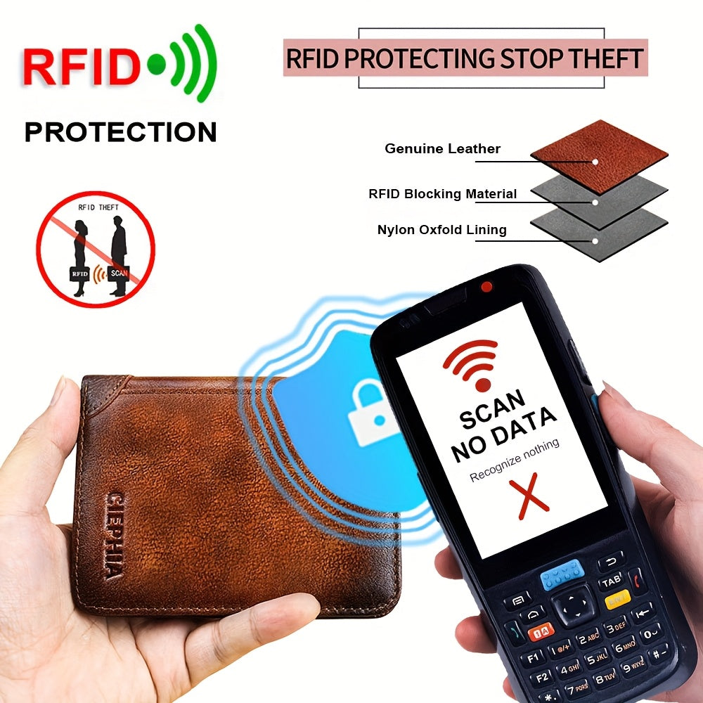 Genuine Leather Men's Wallet/Ultra-Thin Top-Grain Cowhide/Compact Multi-Function ID Credit Card Holder/RFID Blocking/Blessing Card Set/Christmas Valentine's Day Father's Day Gift NovaCart