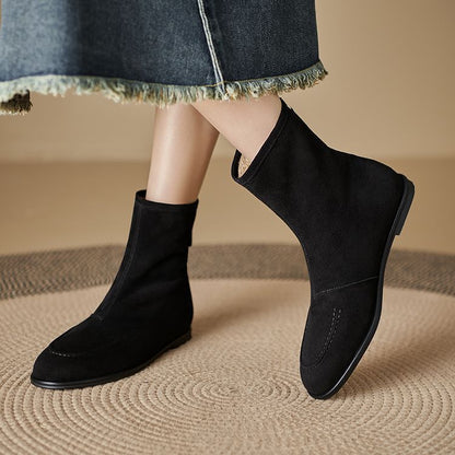 Women’s Fleece-Lined Ankle Boots – Round Toe Low Heel Winter Boots FitiqueFit