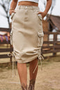 Drawstring Denim Cargo Skirt See size chart under “more details” The Fashion Celestial