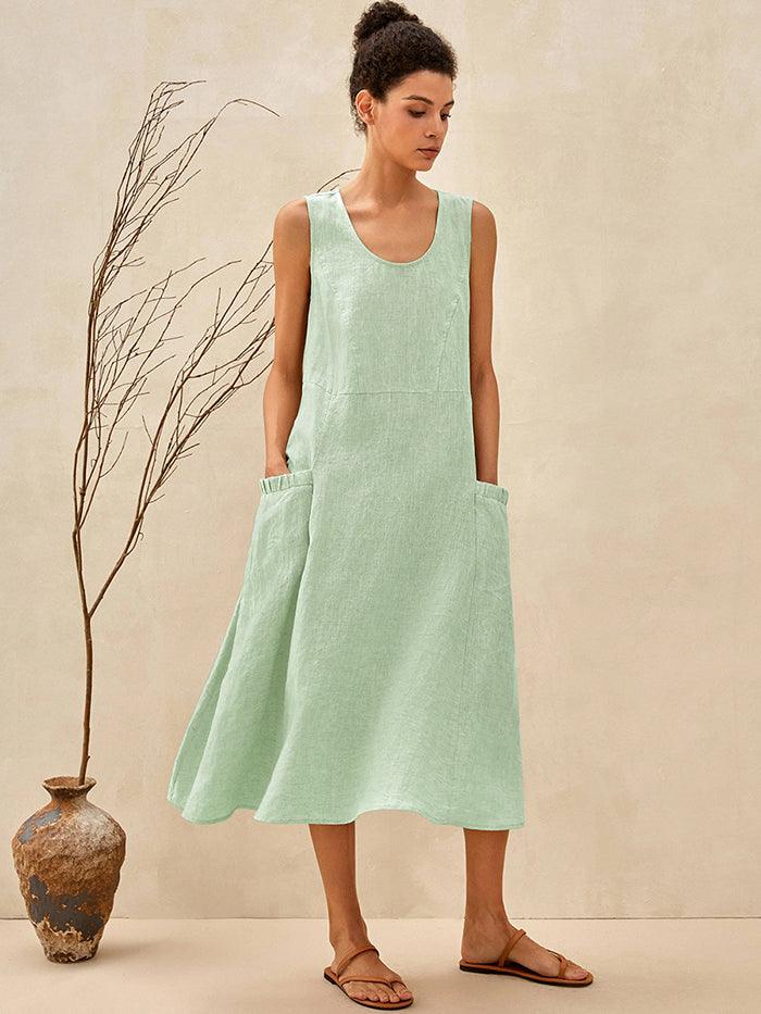 100% Linen Swing Beach Tank Dress GIANA LINTICO