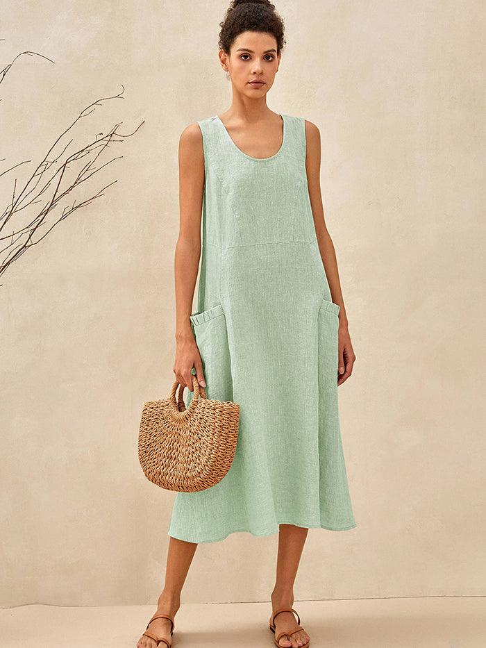 100% Linen Swing Beach Tank Dress GIANA LINTICO