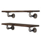 24” Trail Brown Live Edge Wood Shelf with L-Shaped Pipe Brackets (2-Pack) PIPE DECOR