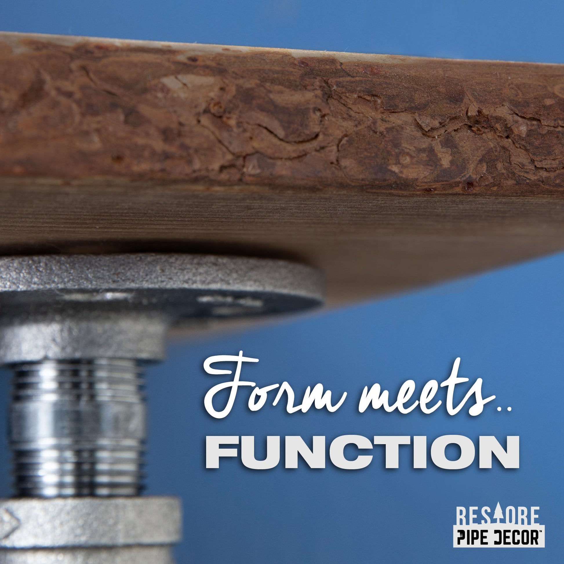 24” Trail Brown Live Edge Wood Shelf with L-Shaped Pipe Brackets (2-Pack) PIPE DECOR