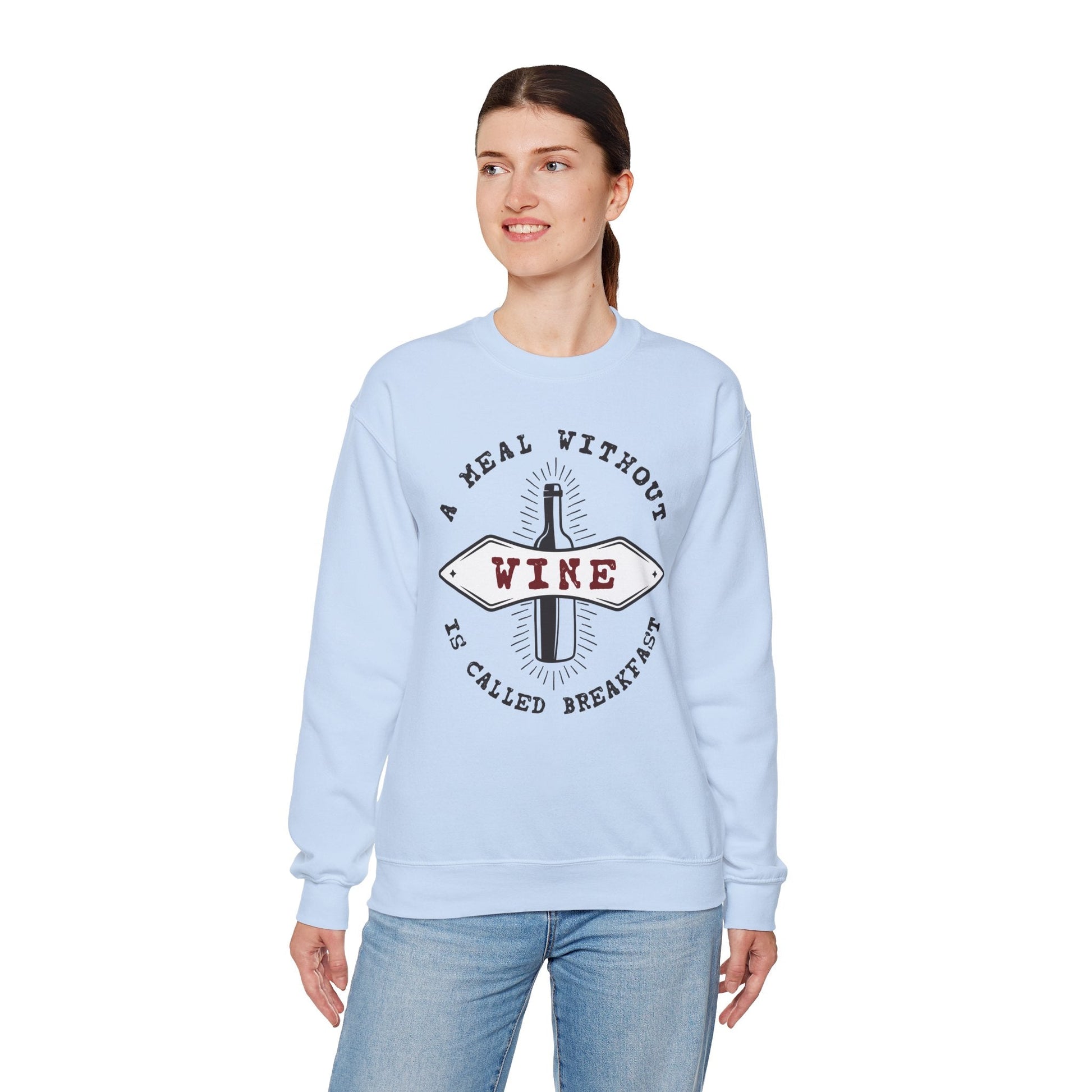 A Meal Without Wine Is Called Breakfast Crewneck Sweatshirt The Devil's Pickle