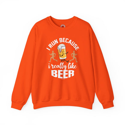 I Run Because I Really Like Beer Crewneck Sweatshirt The Devil's Pickle