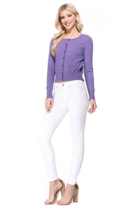 Gem Button Crew Neck Long Sleeve Sweater Cardigan Shop Style & More | Fresh Looks, Everyday Deals & Free Shipping