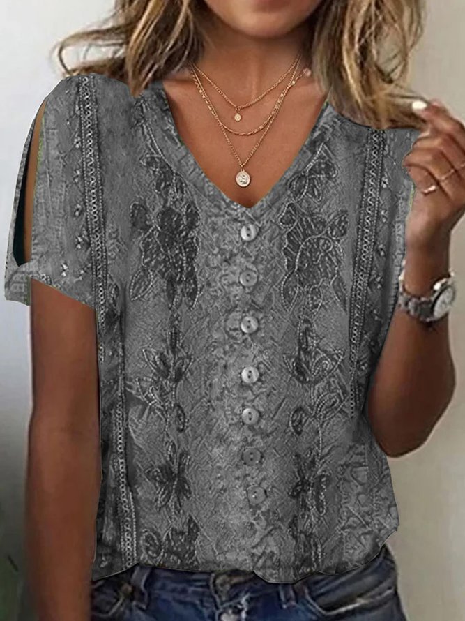 Women’s Lace Heart Print T-Shirt – Summer Short Sleeve Casual Top FitiqueFit