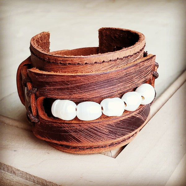 Leather Cuff with Freshwater Pearl Accent Strand Shop Style & More | Fresh Looks, Everyday Deals & Free Shipping