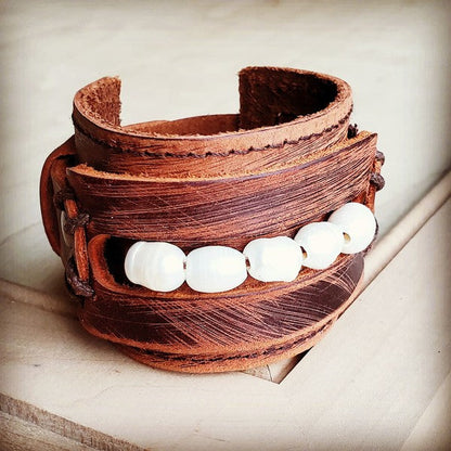 Leather Cuff with Freshwater Pearl Accent Strand Shop Style & More | Fresh Looks, Everyday Deals & Free Shipping