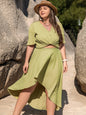 Plus Size V-Neck Half Sleeve Top and High-Low Skirt Set See size chart under “more details” The Fashion Celestial