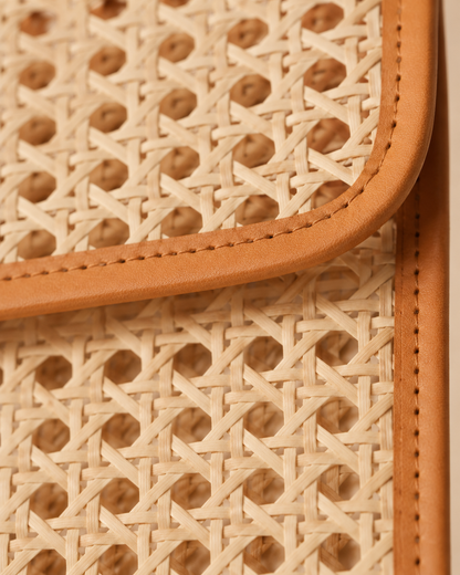 Eva Leather and Rattan Clutch Village Thrive
