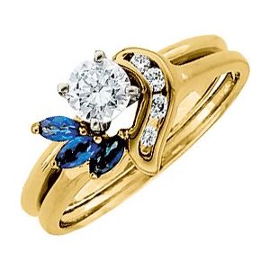 14K Yellow Natural Blue Sapphire & .07 CTW Natural Diamond Ring Ethereal Legacy Boutiques