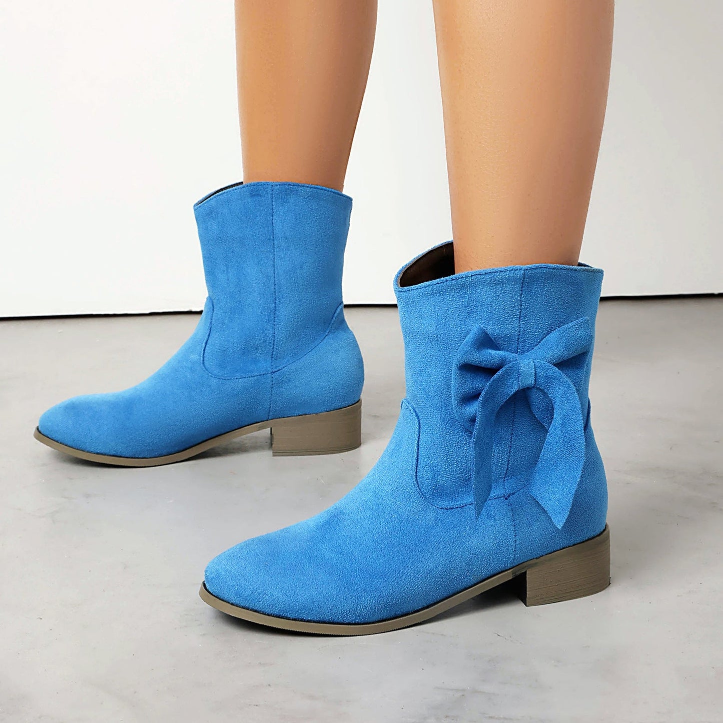 Low Heel Suede Large Size Sweet Bow Casual Boots FitiqueFit