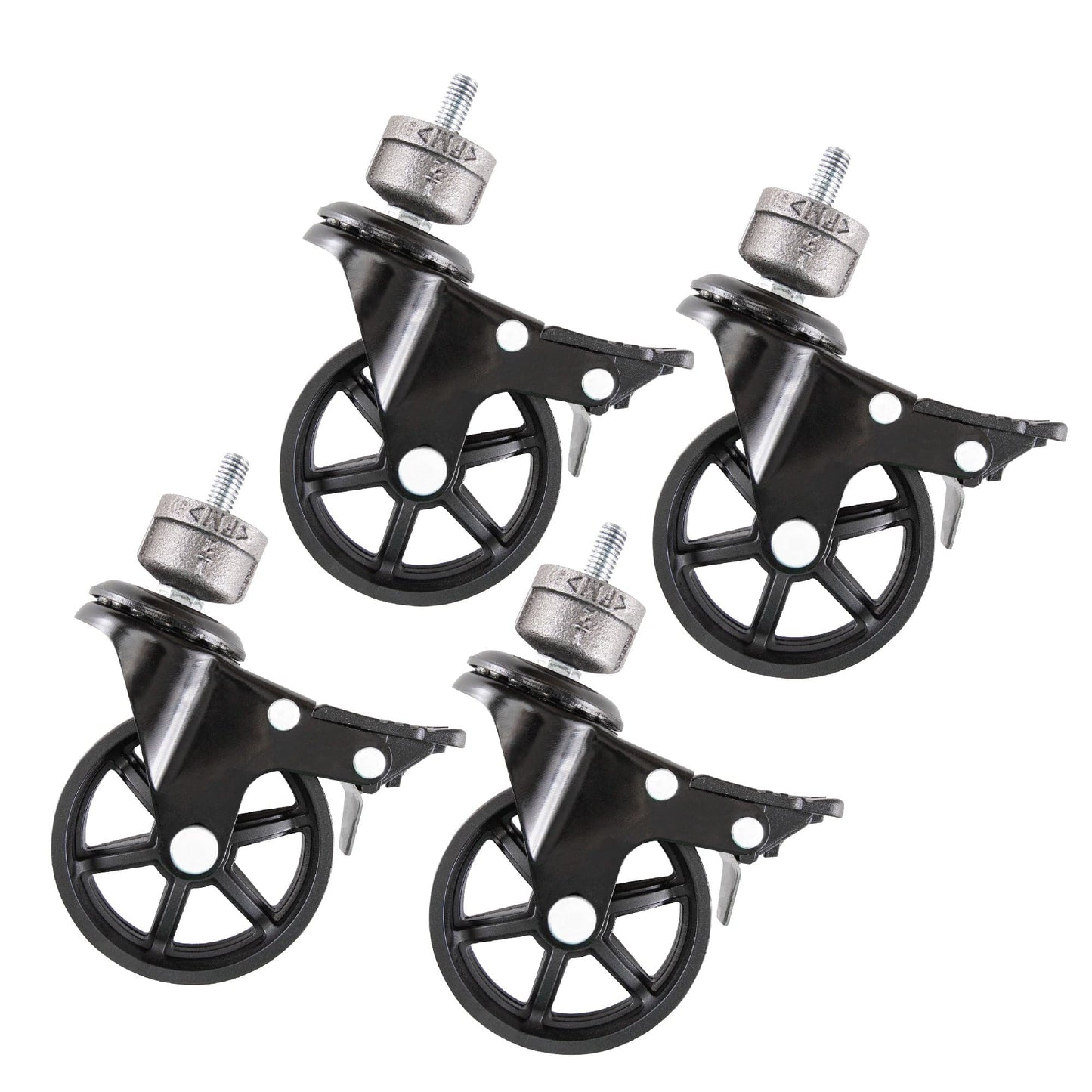 Swivel Caster Wheels for  ½” Pipe with Locking Mechanism (4-Pack) PIPE DECOR