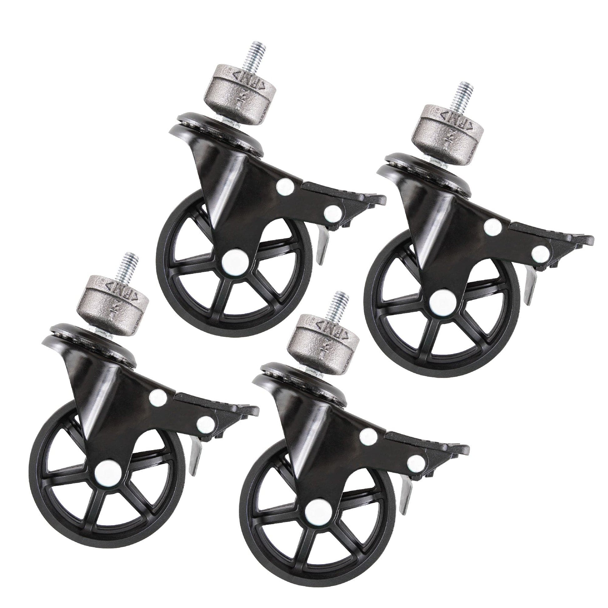Swivel Caster Wheels for  ½” Pipe with Locking Mechanism (4-Pack) PIPE DECOR