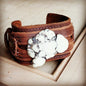 Chunky White Turquoise on Dusty Leather Cuff Shop Style & More | Fresh Looks, Everyday Deals & Free Shipping