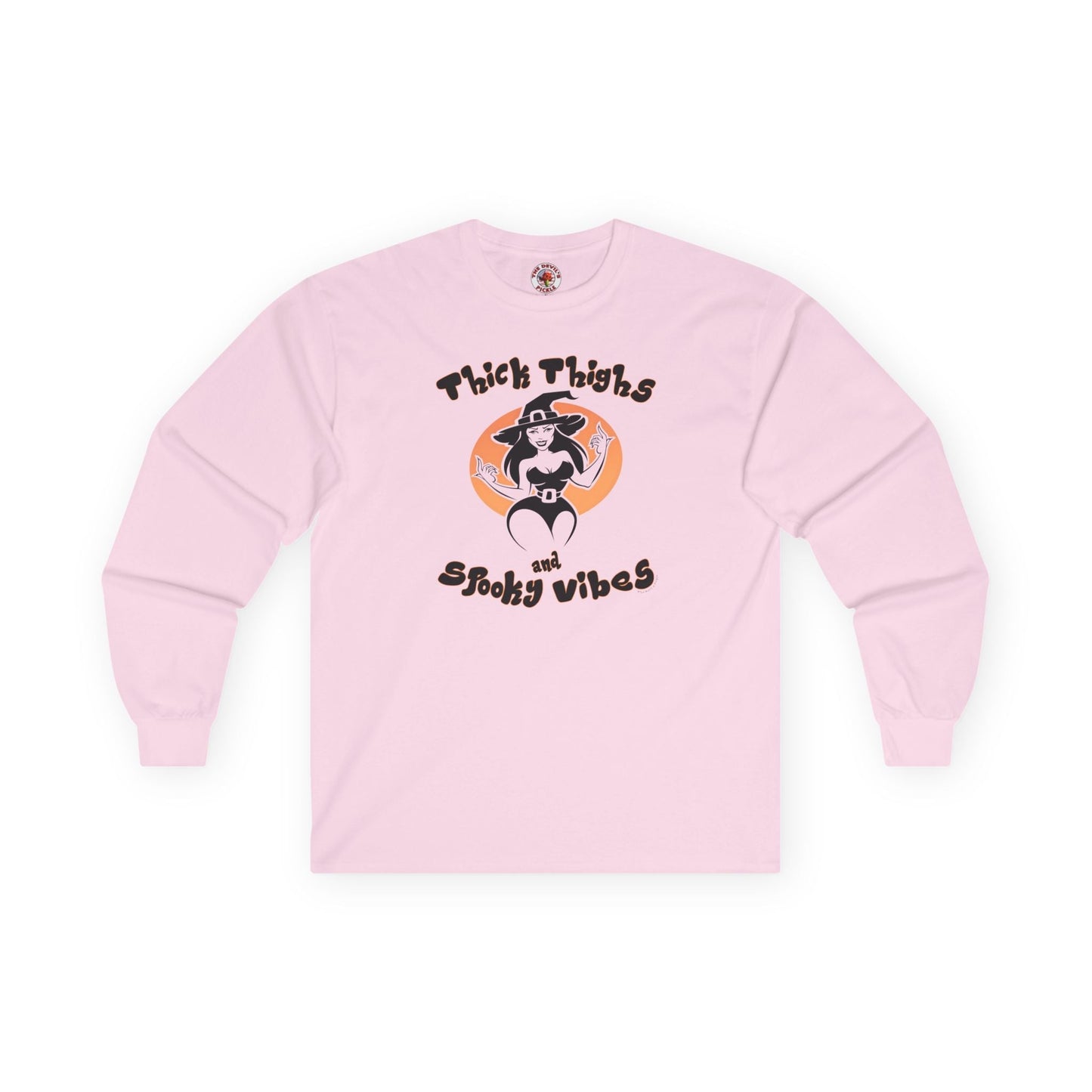 Thick Thighs and Spooky Vibes Long Sleeve Tee The Devil's Pickle