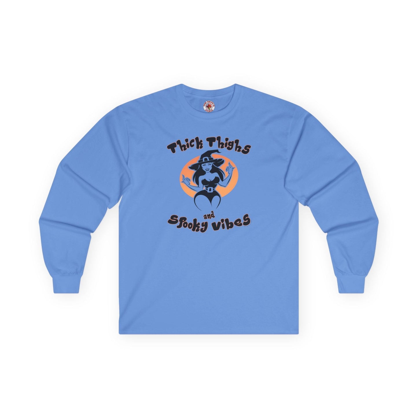 Thick Thighs and Spooky Vibes Long Sleeve Tee The Devil's Pickle