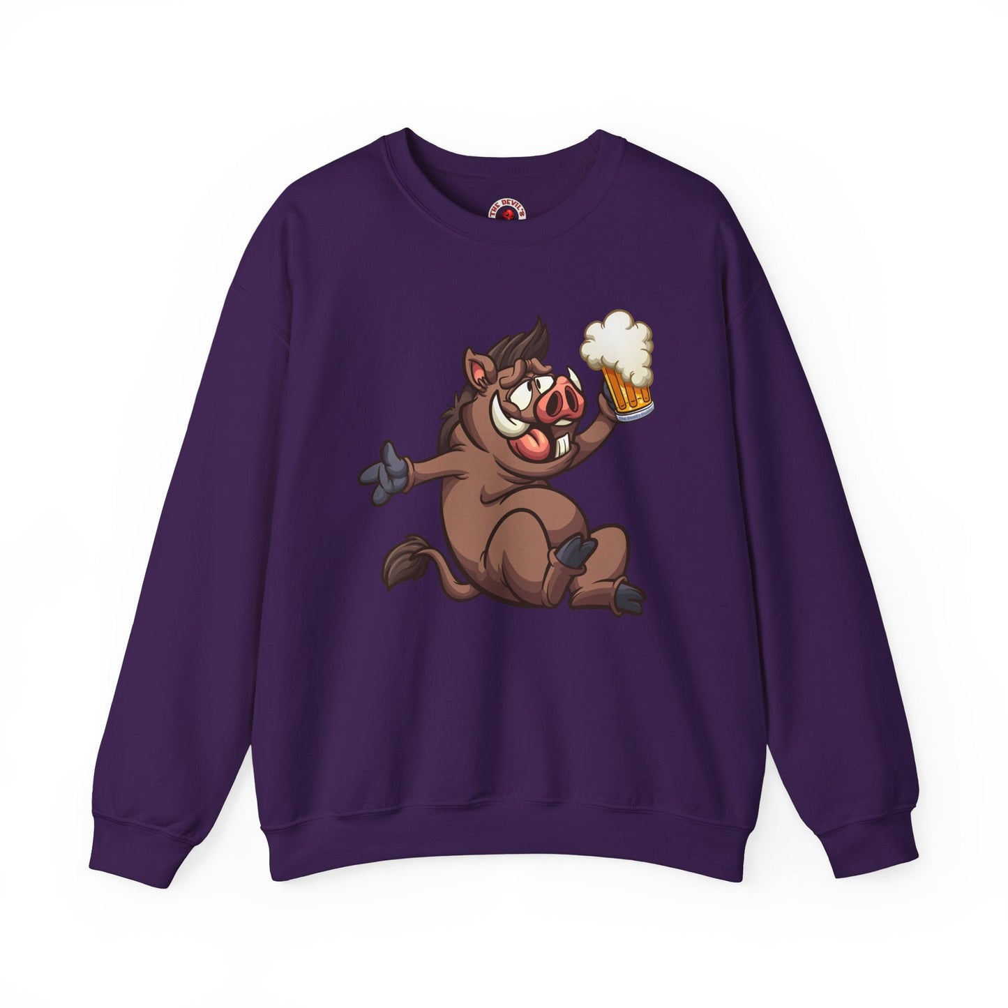 Beer Drinking Boar Crewneck Sweatshirt The Devil's Pickle