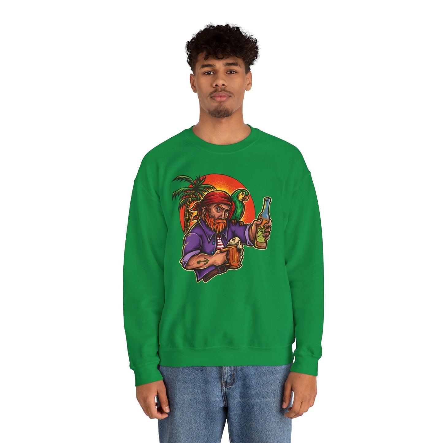 Sunset Pirate Beer Crewneck Sweatshirt The Devil's Pickle