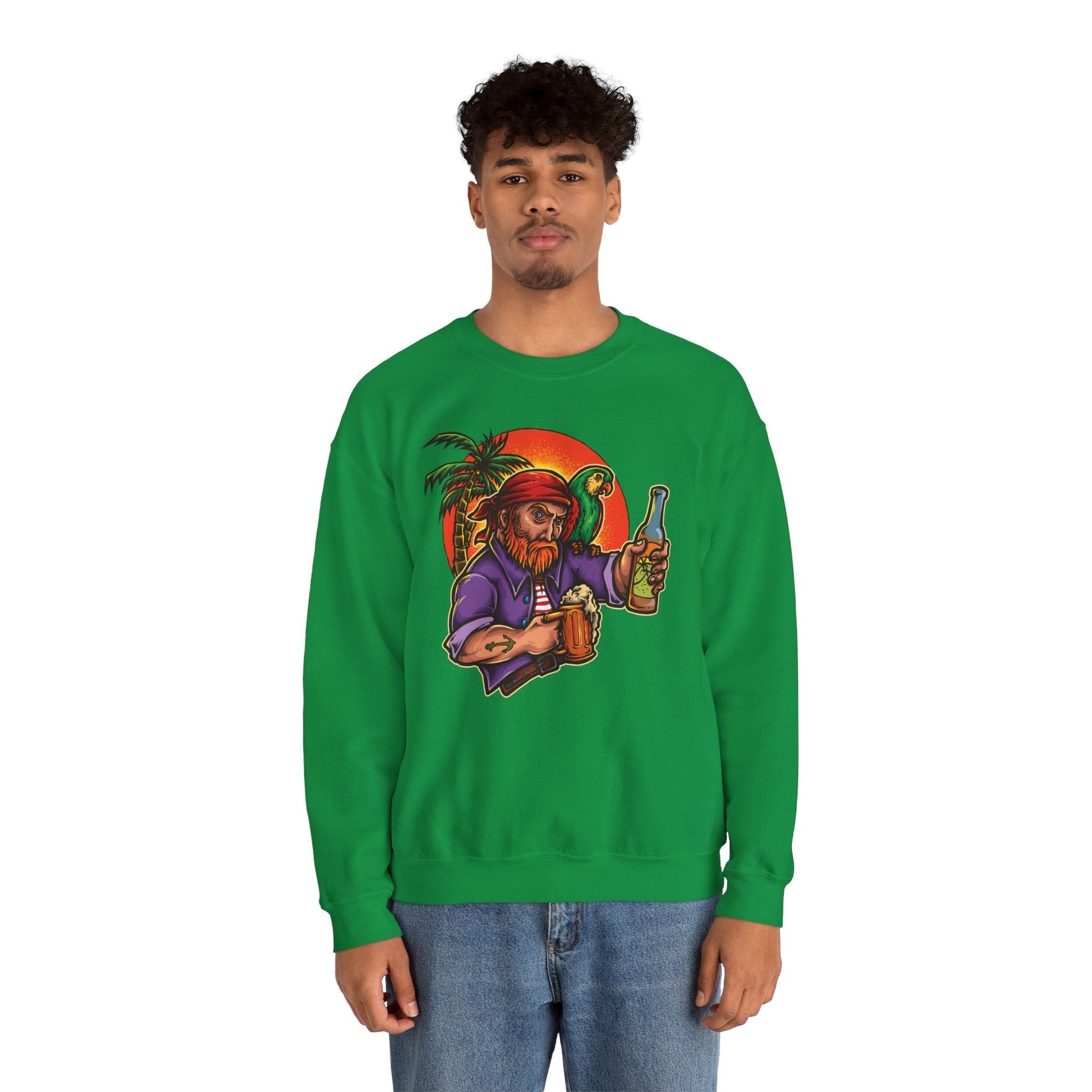 Sunset Pirate Beer Crewneck Sweatshirt The Devil's Pickle