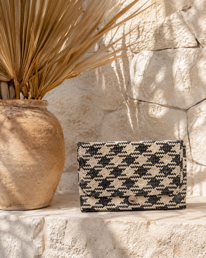 Plaid Rattan Clutch Village Thrive