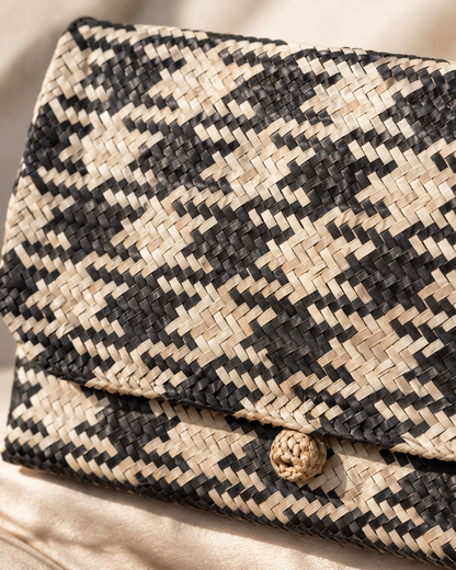 Plaid Rattan Clutch Village Thrive