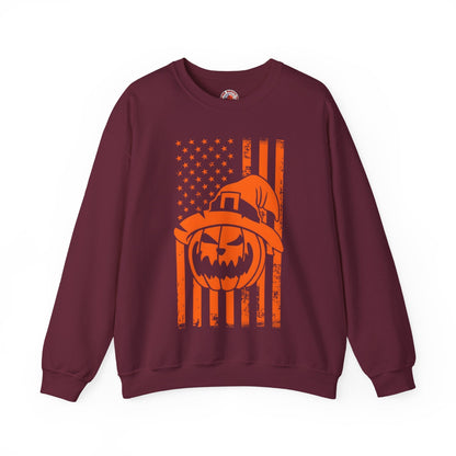 Pumpkin American Flag Crewneck Sweatshirt The Devil's Pickle