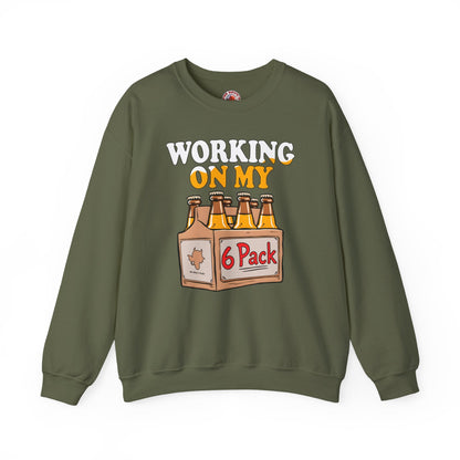 Working On My 6 Pack Crewneck Sweatshirt The Devil's Pickle