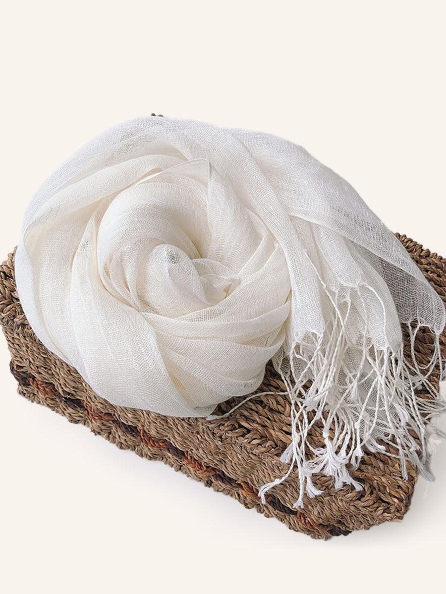 100% Linen Lightweight Solid Color Scarf BIANCA LINTICO