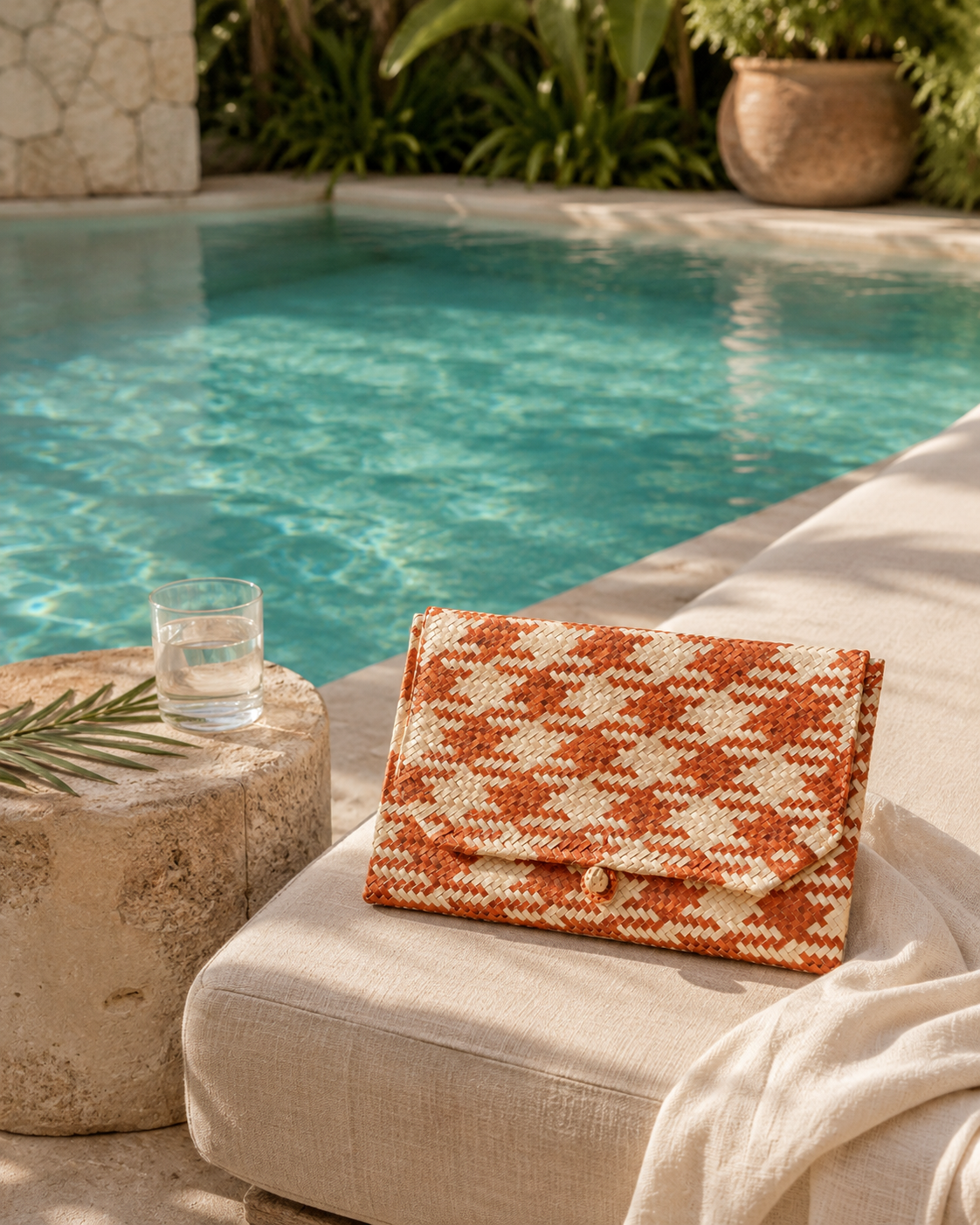 Plaid Rattan Clutch Village Thrive