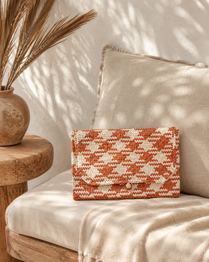 Plaid Rattan Clutch Village Thrive