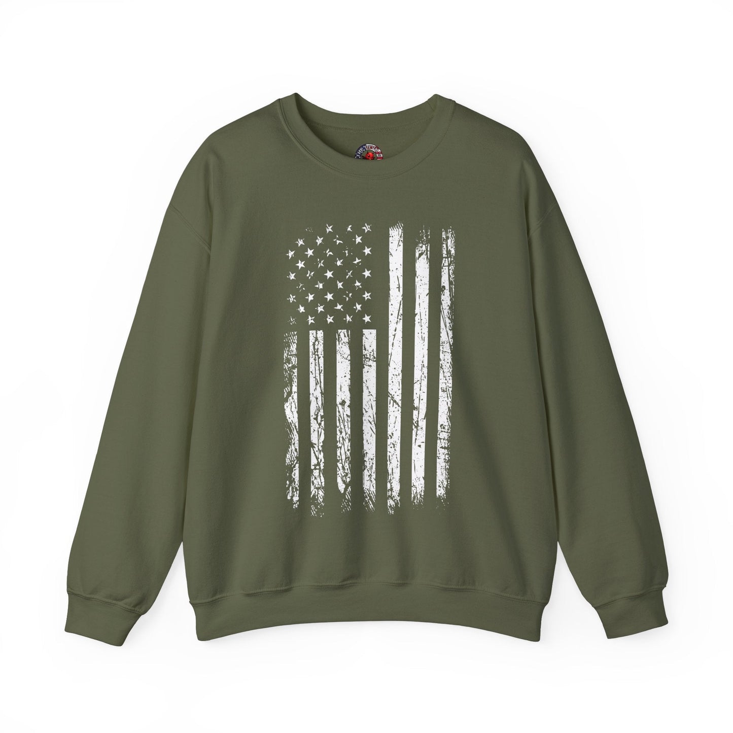 American Grunge Flag Crewneck Sweatshirt The Devil's Pickle