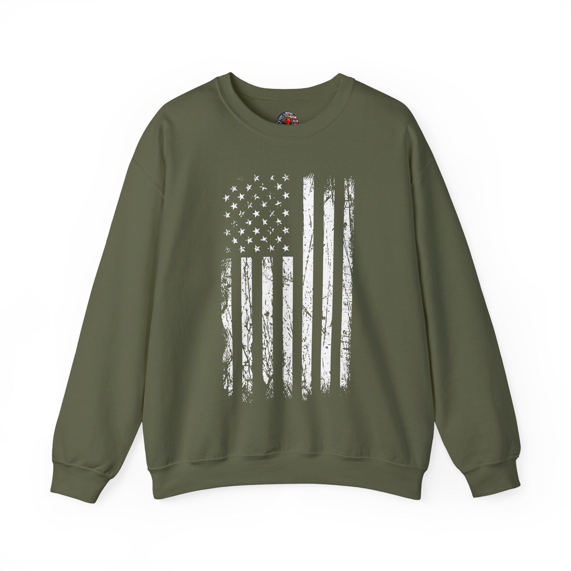 American Grunge Flag Crewneck Sweatshirt The Devil's Pickle